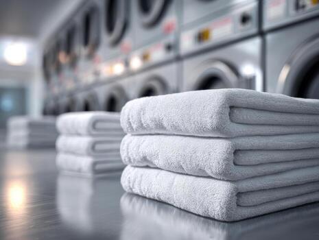 clean-and-neatly-folded-white-towels-stacked-in-a-laundromat-with-industrial-washers-in-the-background-highlighting-hygiene-and-laundry-service-quality-photo